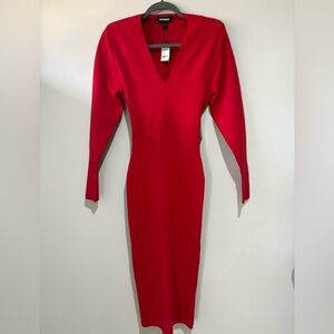 Express Bold Red Long Sleeve Dress